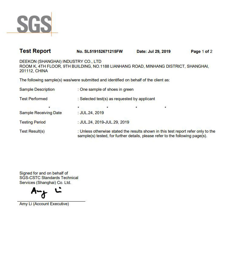 Footwear Test Report