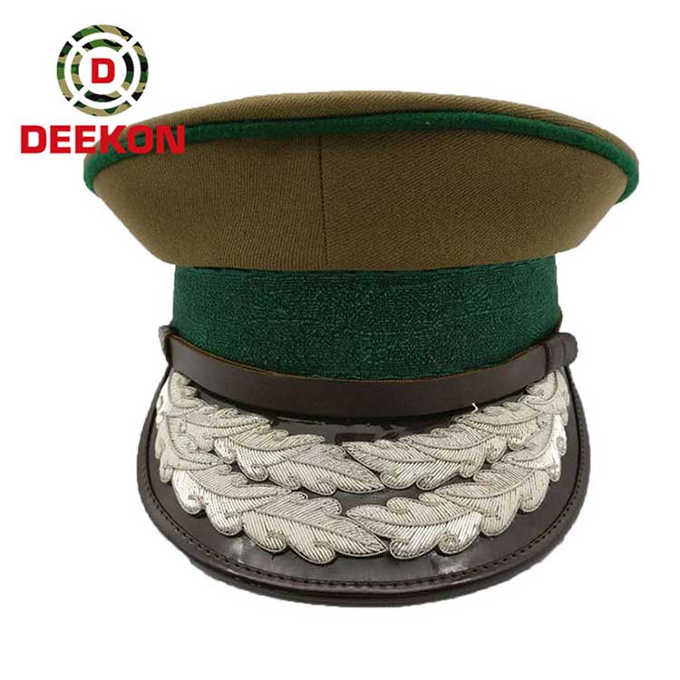 Military Style Woolen Officers Peak Cap