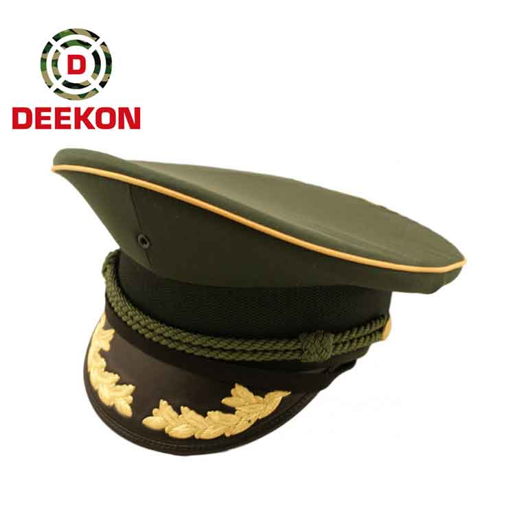 Military Style Woolen Officers Peak Cap